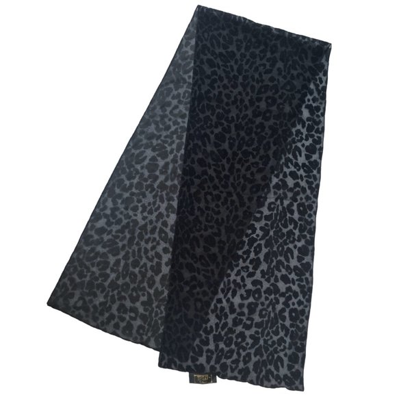 Vintage Tie Rack 'Art of the Scarf' Sheer Black Leopard Pattern Scarf - Picture 3 of 5